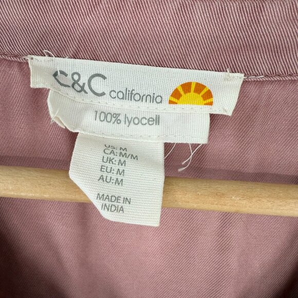 C&C California Pink Mini Dress Short Sleeve Buttons Lyocell Medium Clean Girl - Picture 3 of 7